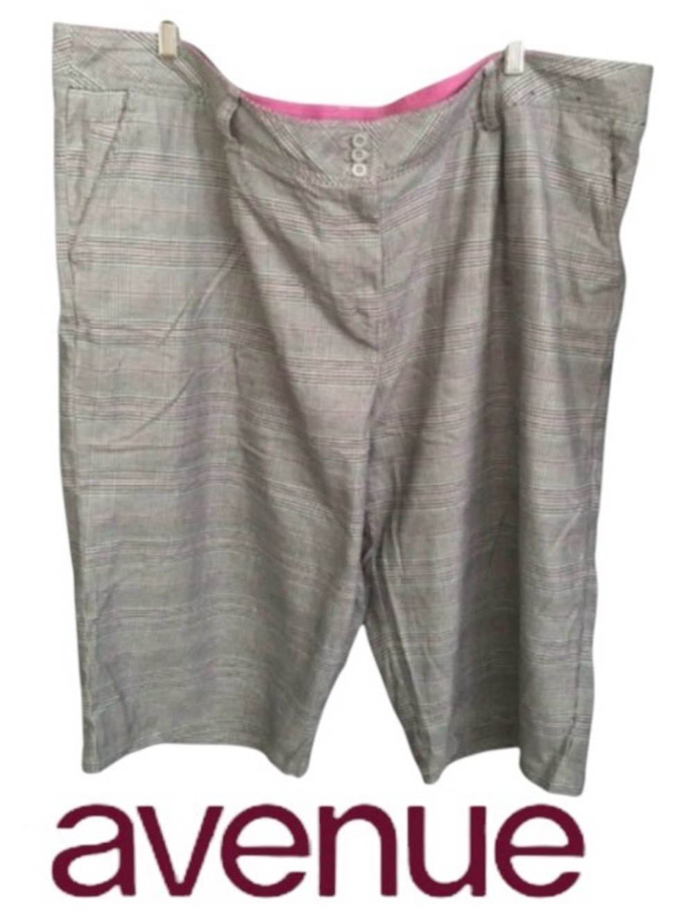 26W Avenue Cotton Gaucho Pants in Grey Plaid